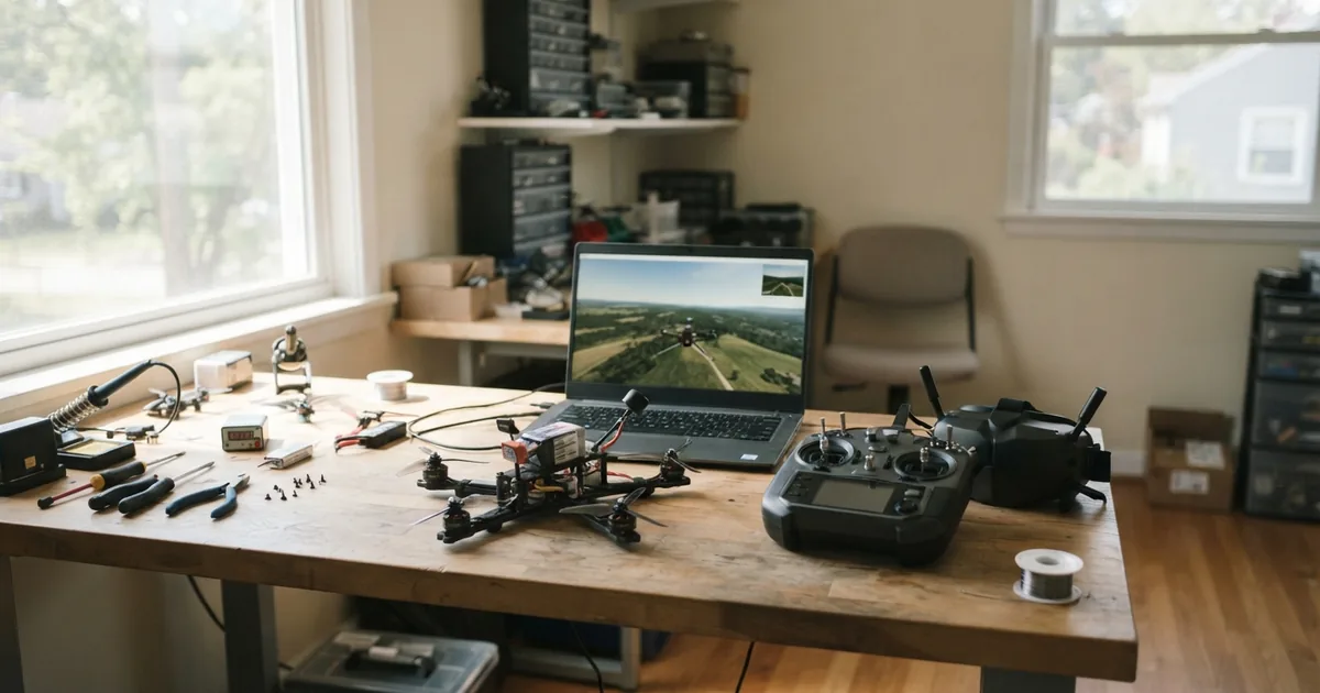 Einsteiger testet FPV Drohnen Simulator kostenlos am Computer für ein perfektes Geschenk